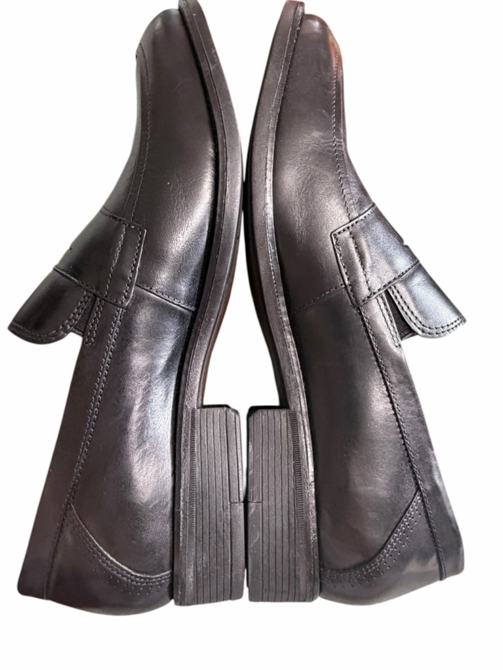 Johnston & Murphy Black Leather Penny Loafers with Pink Lining - Picture 5 of 9